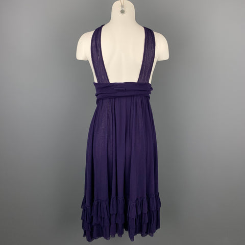 JEAN PAUL GAULTIER Size M Eggplant Purple Tulle Polimide Cocktail Dress