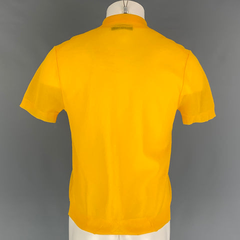 CALVIN KLEIN COLLECTION Size M Yellow Metallic Polyamide Buttoned Polo