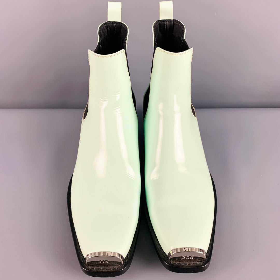 CALVIN KLEIN 205W39NYC Size 12 Green Leather Pull On Boots