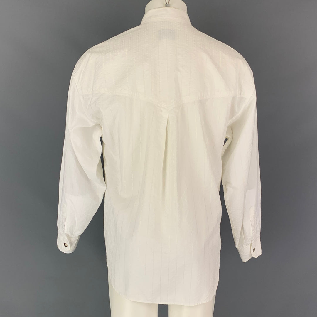 Vintage VERSACE JEANS COUTURE Size M White Stripe Cotton Blend Long Sleeve Shirt