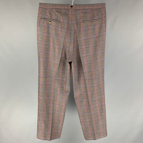 ALEXANDER MCQUEEN Size 36 Gray Plaid Flat Front Dress Pants