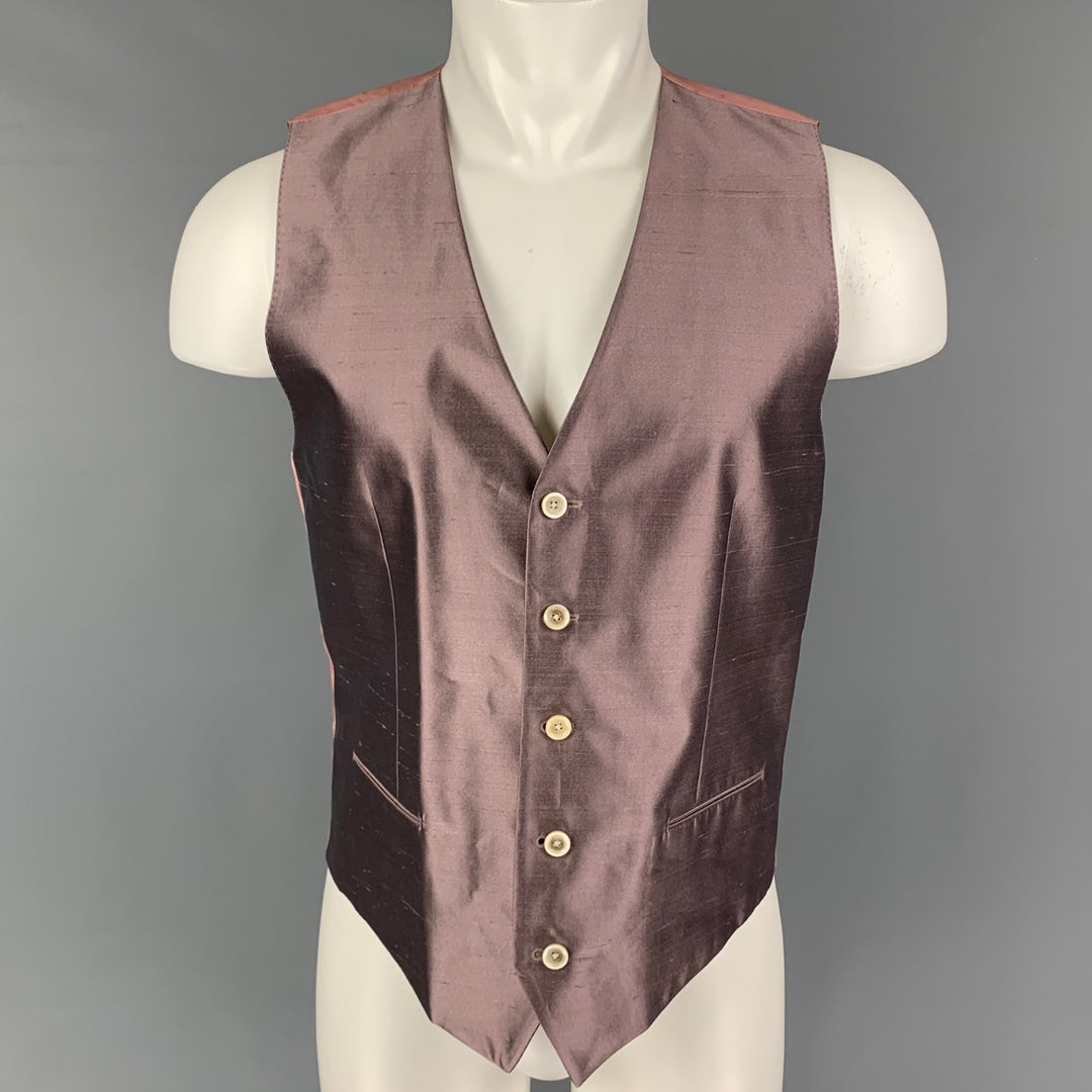 DOLCE & GABBANA Size 40 Mauve Silk Buttoned Vest