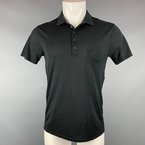 DANIELE FIESOLI Size M Black Cotton Short Sleeve Polo