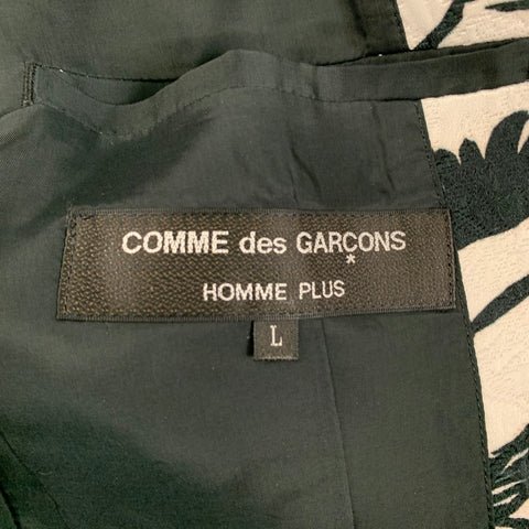 COMME des GARCONS HOMME PLUS Size L Black White Jacquard Cotton Blend Suit