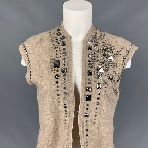 PORTS 1961 Size S Tan Mohair Blend Rhinestones Vest