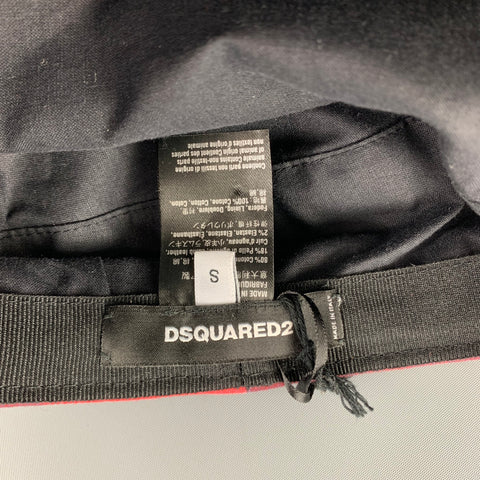 DSQUARED2 Size S Red & Black Cotton Leather Biker Hat