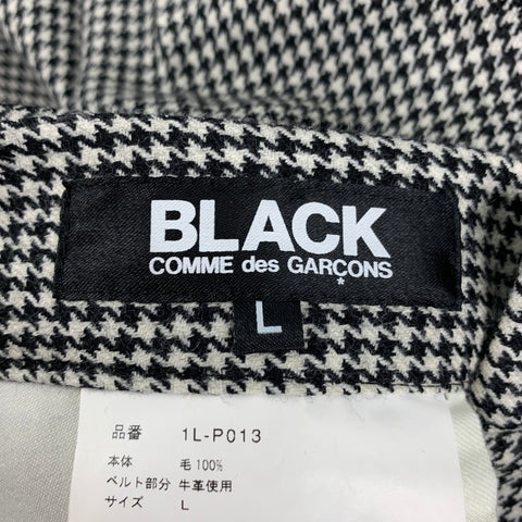 COMME des GARCONS BLACK Size L Black White Houndstooth Wool Pleated Skirt Shorts