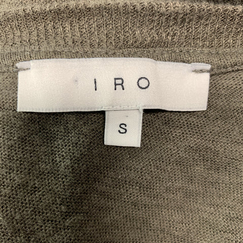 IRO Size S Dark Gray Distressed Linen Crew-Neck T-shirt