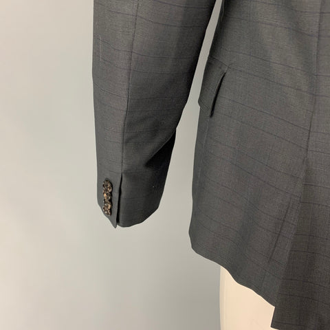 BAND OF OUTSIDERS Size 44 Charcoal Navy Plaid Wool Notch Lapel Sport Coat