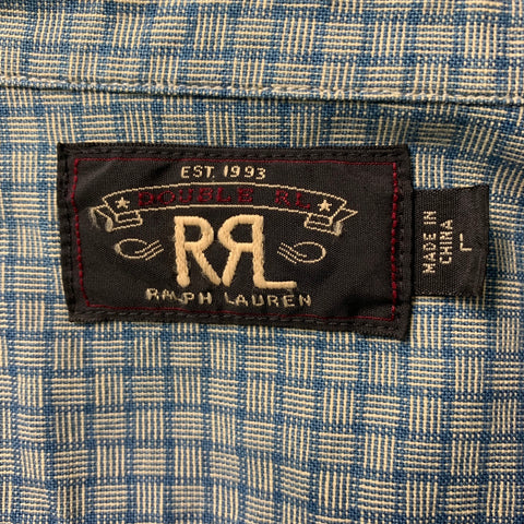 RRL by RALPH LAUREN Size L Blue Print Cotton Button Up Long Sleeve Shirt