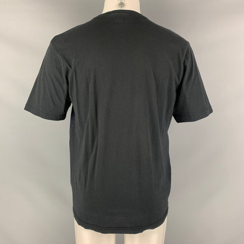 AMI Size M Navy Black Color Block Short Sleeve T-shirt