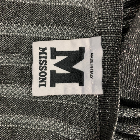 M MISSONI Cárdigan con cinturón en mezcla de acetato metálico plateado y negro talla 4