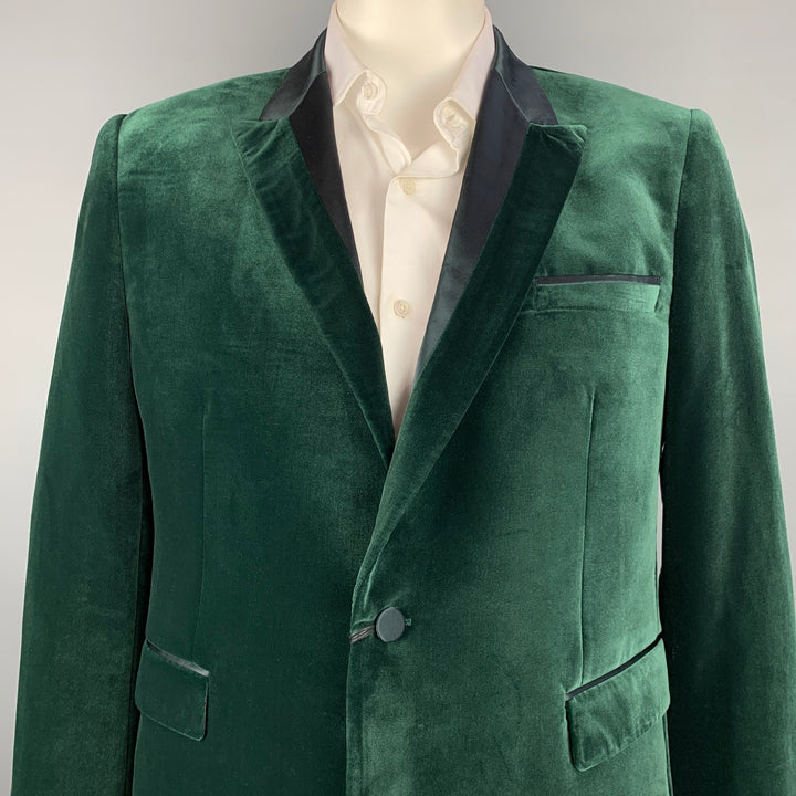 PAUL SMITH Kensington Fit Size 44 Regular Green Velvet Peak Lapel Sport Coat