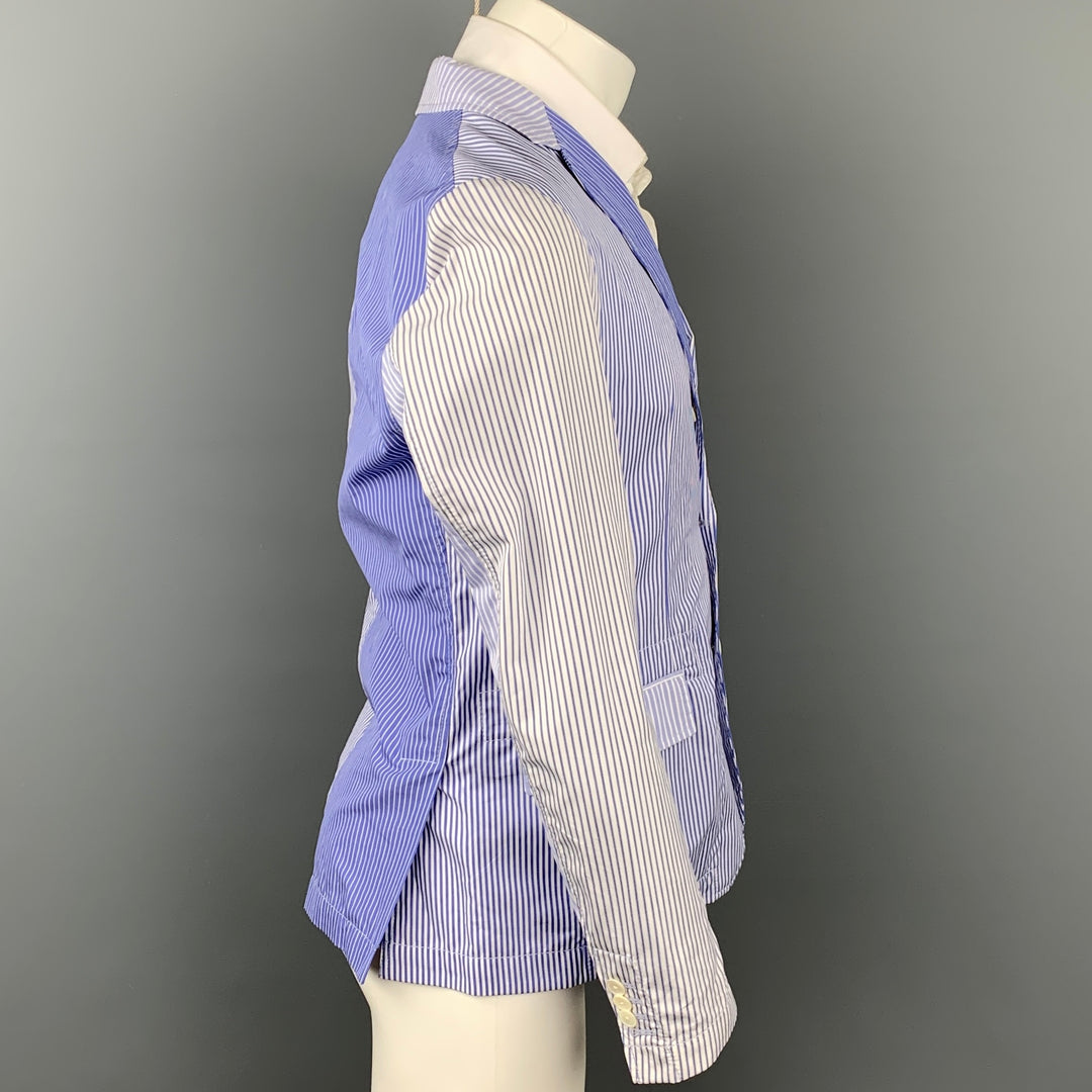 WOOSTER + LARDINI Talla 40 Abrigo deportivo de algodón de dos tonos azul y blanco