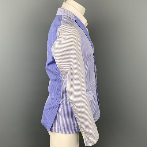 WOOSTER + LARDINI Size 40 Blue & White Two Toned Cotton Sport Coat