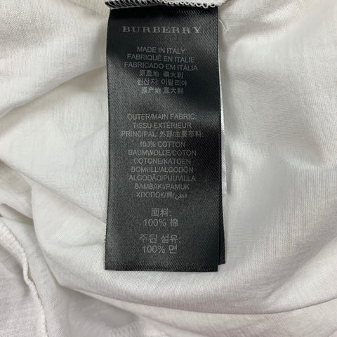 BURBERRY PRORSUM Size S White & Gold Cotton Embroidered Eapulettes T-Shirt