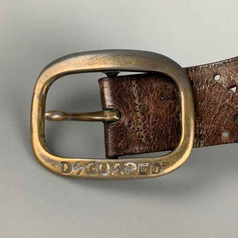 DSQUARED2 Size M Brown Perforated Leather Belt