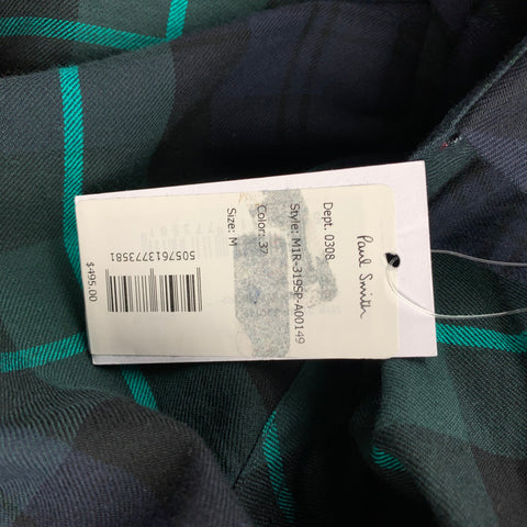 PAUL SMITH Size M Navy & Green Plaid Dot Cotton Button Up Long Sleeve Shirt