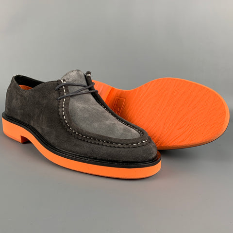 PS by PAUL SMITH Size 9 Grey & Orange Color Block Leather Lace Up Shoes