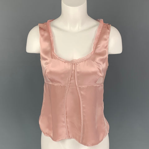 JIL SANDER Talla 6 Top de vestido tipo camisola de seda rosa