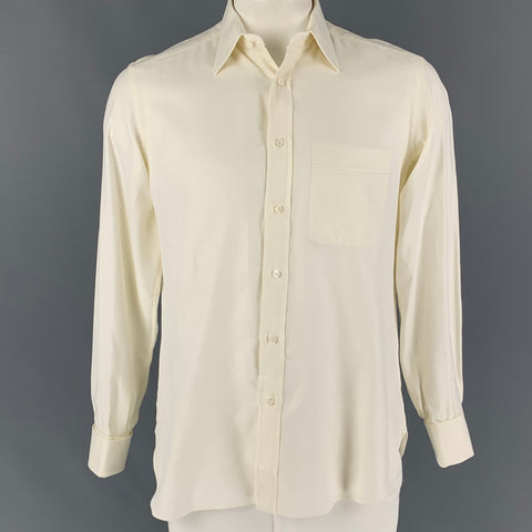 BRIONI for WILKES BASHFORD Size M Cream Cotton French Cuff Long Sleeve Shirt