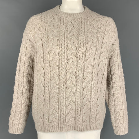 ALLSAINTS Size XS Oatmeal Knit Wool Blend Oversized Fisherman Sweater