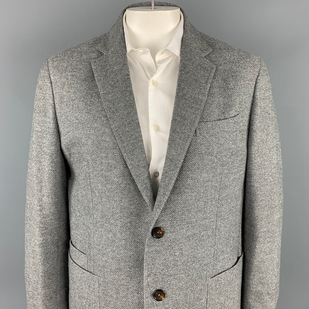 ERMENEGILDO ZEGNA Taille 48 Manteau de sport en laine chiné gris régulier / cachemire à revers cranté