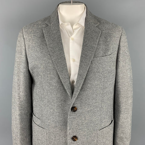 ERMENEGILDO ZEGNA Size 48 Regular Grey Heather Wool / Cashmere Notch Lapel Sport Coat