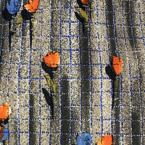 ERMENEGILDO ZEGNA Gray Silk Blue & Orange Flower Tie