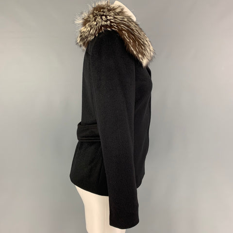 DOLCE & GABBANA Size 4 Black Angora Hidden Snaps Jacket