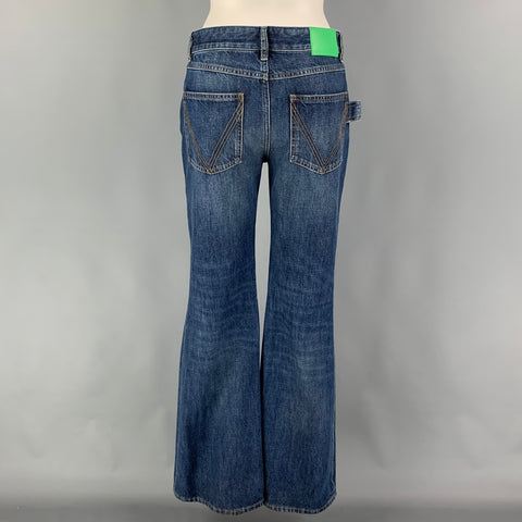 BOTTEGA VENETA Size 0 Blue Cotton Bell Bottom Jeans
