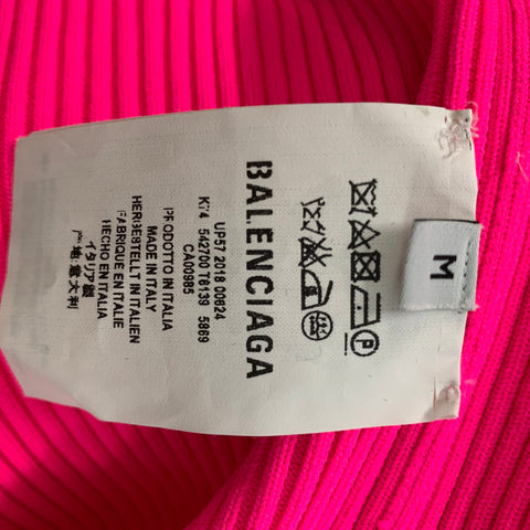 BALENCIAGA Size M Pink Ribbed Polyamide Turtleneck Pullover