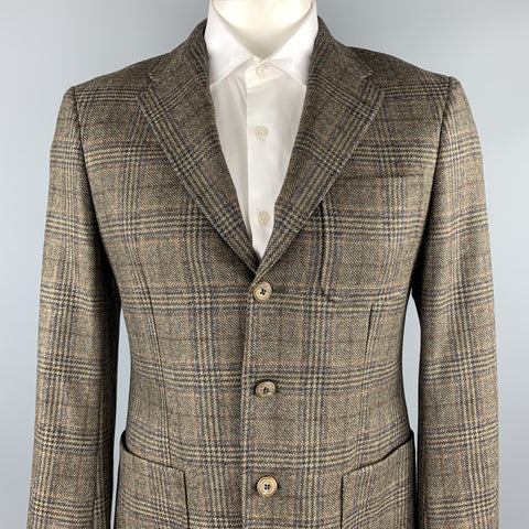 JOSEPH ABBOUD Size 40 Brown Textured Cashmere Notch Lapel Sport Coat