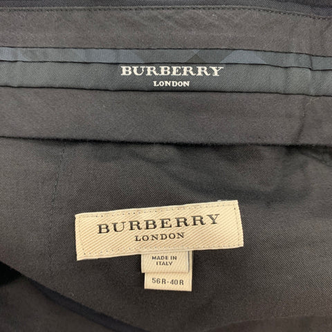 BURBERRY LONDON Size 46 Navy Wool Notch Lapel Suit