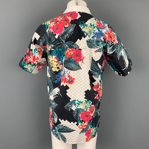 3.1 PHILLIP LIM Size M White & Black Print Cotton Short Sleeve Shirt