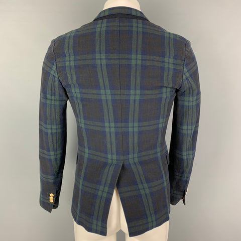 DSQUARED2 Taille 36 Manteau de sport en coton à carreaux Blackwatch vert marine