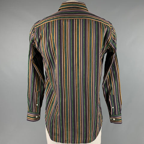 ETRO Size L Multi-Color Stripe Cotton Blend Button Up Long Sleeve Shirt