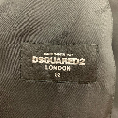 DSQUARED2 Size 42 Black Wool Silk Peak Lapel Sport Coat