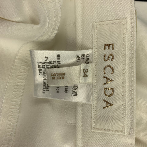ESCADA Size 4 White Stretch Cotton Dress Pants