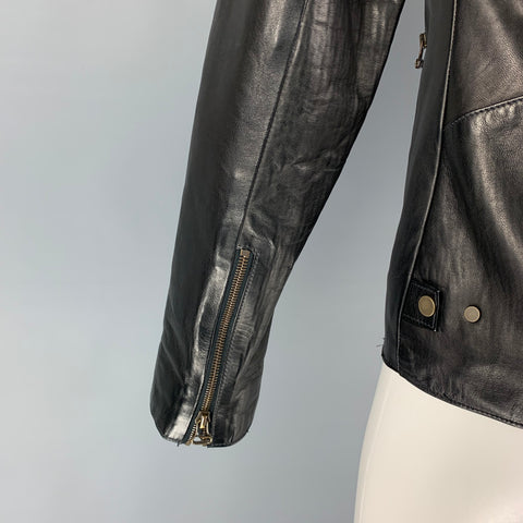 MATTISON Size 36 Black Leather Biker Jacket