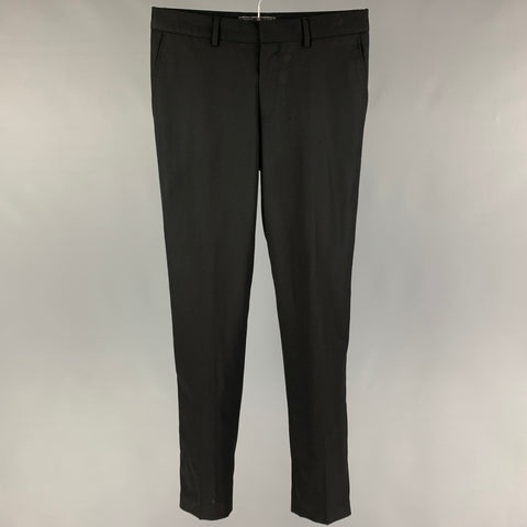 THE KOOPLES Talla 28 Pantalón de vestir de lana negro con bragueta y cremallera