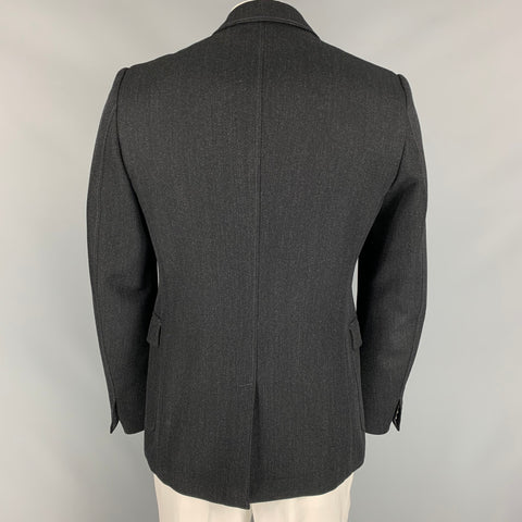 GUCCI Taille 42 Veste à simple boutonnage en laine sergée charbon de bois