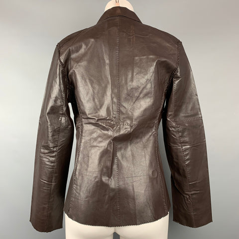 MAXSTUDIO Veste en cuir marron taille S