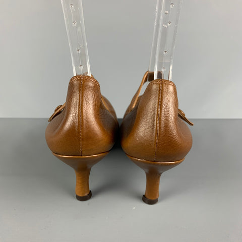LANVIN Talla 9 Zapatos Mary Jane de cuero marrón