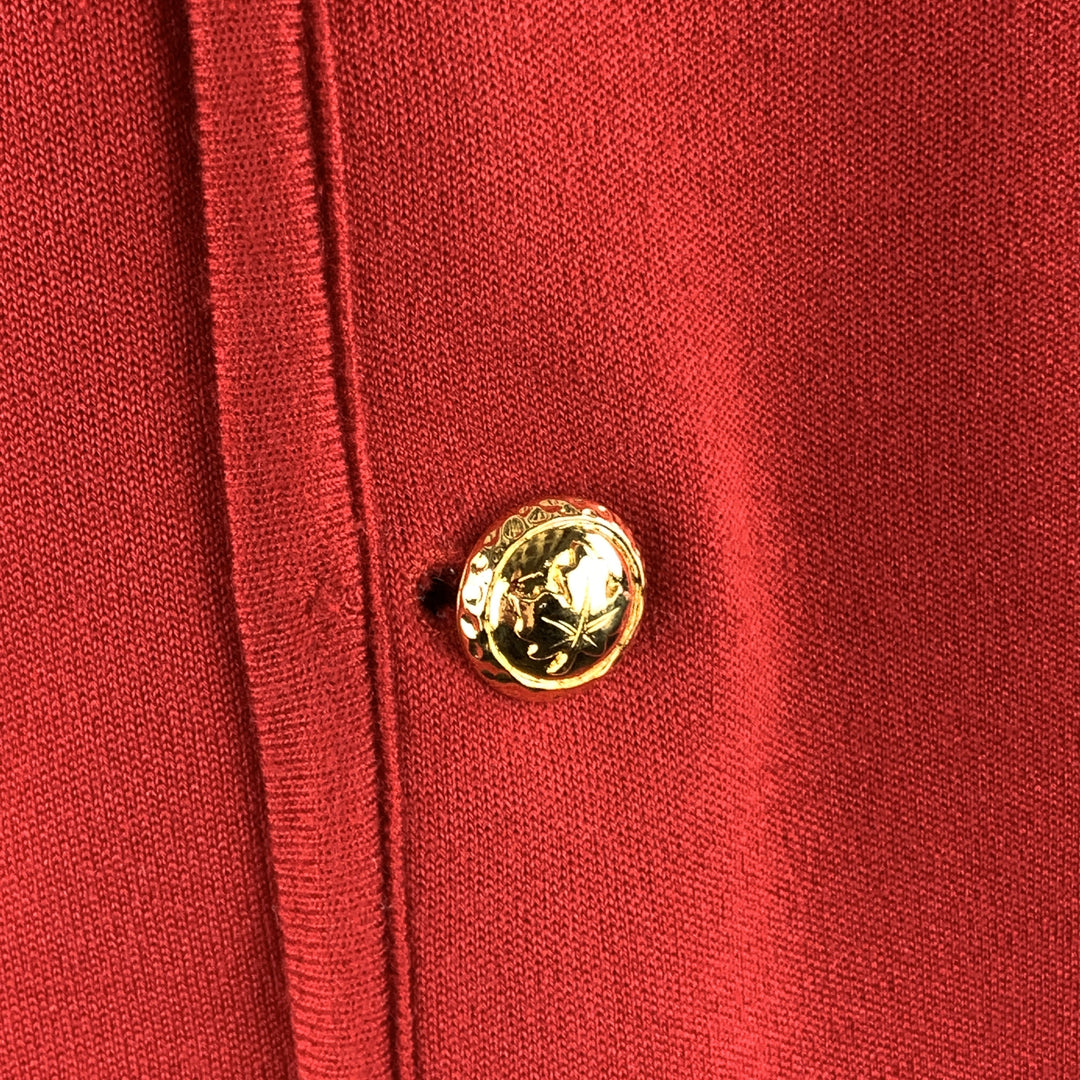 GIORGIO ARMANI Talla 12 Abrigo rojo con botones y cremallera y cuello redondo