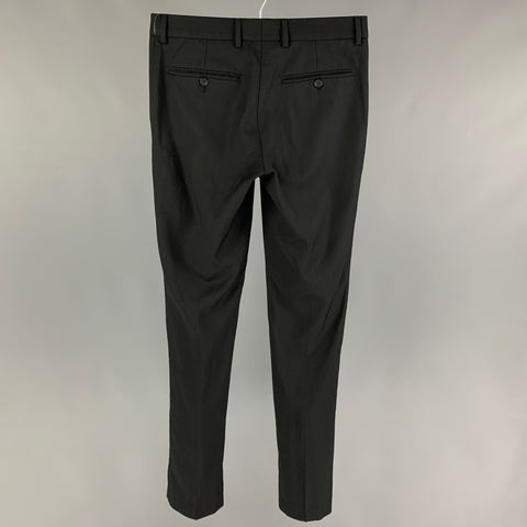 THE KOOPLES Talla 28 Pantalón de vestir de lana negro con bragueta y cremallera