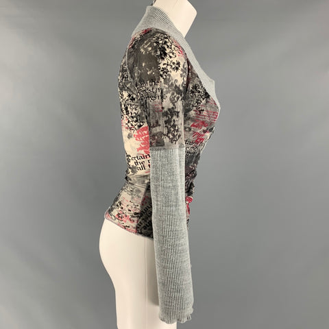SHARAGANO Paris Taille S Pull abstrait en polyamide multicolore gris