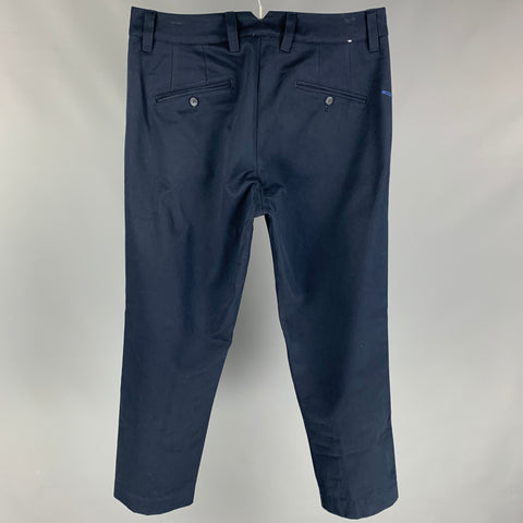 CRUNA Taille 32 Pantalon décontracté en coton plissé bleu marine