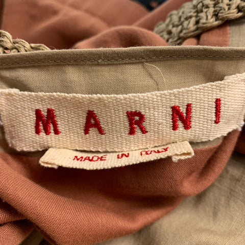 MARNI Size 4 Beige Brick Aplique A-Line Dress
