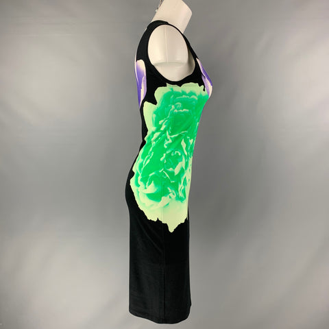 JONATHAN SAUNDERS Talla S Vestido floral de viscosa y elastano negro, morado y verde